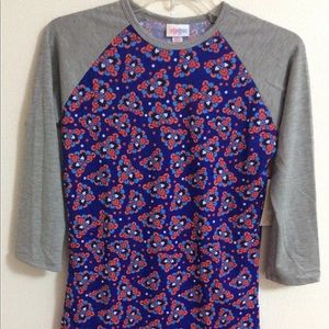 LuLaRoe Randy Shirt Floral Paisley XXS Gray Blue
